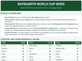 World Cup 2026 Sixes Game (Better than a Sweepstake!)