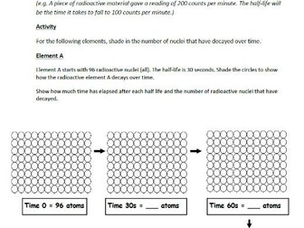 GCSE Scaffolded Questions on Half-Life from levels 3 to 9