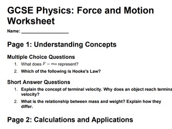 AQA GCSE Physics P10 Forces and Motion