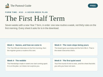 Form tutor September plan: seven weeks with a new Year 7 form, and 12 printables