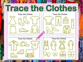 Trace the Clothes 4 Fine Motor Worksheets