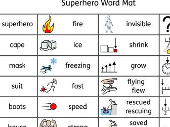 Superhero Writing Word Mat