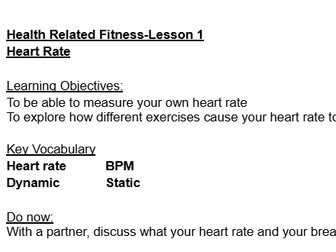 Year 7 and 8 Health related fitness work booklet