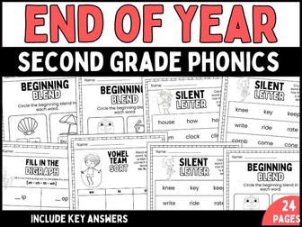 2nd Grade Summer Phonics Review | Silent Letters & End of Year Worksheets