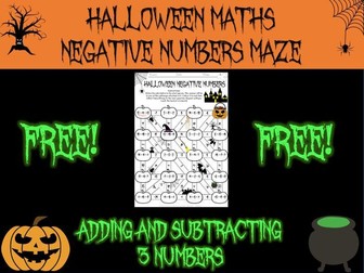 Halloween Maths - negative numbers maze