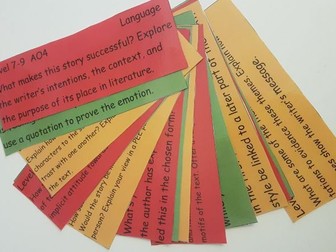 AQA Lang and Lit AOs extension question packs, differentiated/colour coded for 1-9 grades