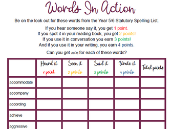 Words In Action KS2 Spelling Resource