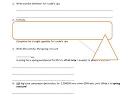 GCSE Physics Worksheet: Hooke's Law, definition, formula, Q&A