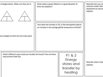 AQA Combined Science: Physics P1&2 Revision Mat