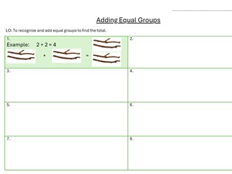 Adding Equal Groups- Year 1 Maths Worksheet- Outdoor Learning