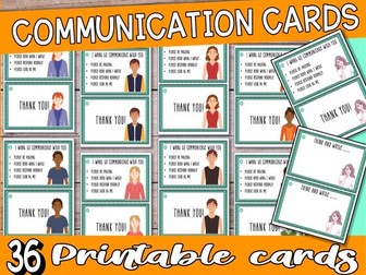 Communication cards for special needs students and teenagers