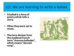 Ballad Writing | Teaching Resources