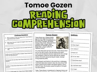 Tomoe Gozen Reading Comprehension for Gr 3 - 5 | Easy Printable Activity