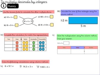 Decimals - Multiply decimals by integers - Year 6