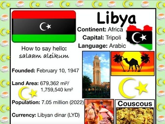 LIBYA History & Geography, Travel The World Worksheet