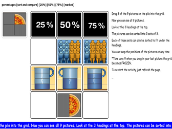 percentages [sort and compare] [25%] [50%] [75%] [marked]