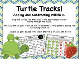 Turtle Tracks Maze Game Adding and Subtracting within 10