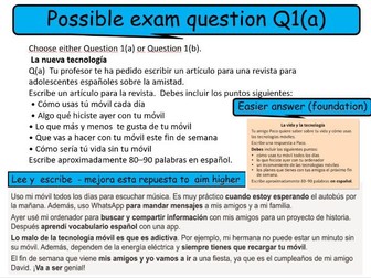 SPANISH  WRITING GCSE 9-1 ASSESSMENT - GUIDANCE FOR STUDENTS VIVA BOOK