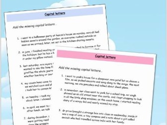 Adding Capital Letters - Three Sentences