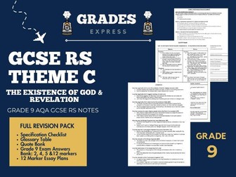 Grade 9 AQA GCSE RS: Theme C The Existence of God & Revelation Full Revision Pack