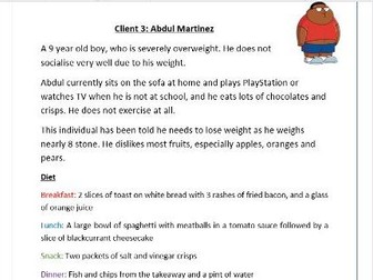 Healthy lifestyle client activity (worksheet)