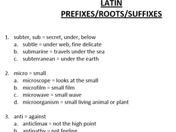 Latin Roots Prefixes Suffixes For Year Long Warm Up Activity - 