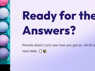 Easter Holiday Quiz-Secondary UK and Ireland (End of Term Quiz)