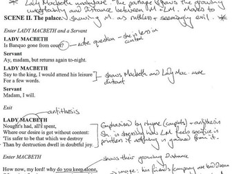 CIE English Literature - Four Macbeth passages annotated