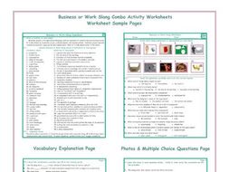 Business or Work Slang Combo Activity Worksheets