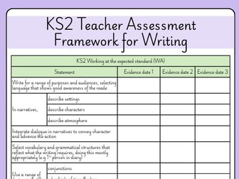 Teacher Assessment Framework for Writing tracking documents