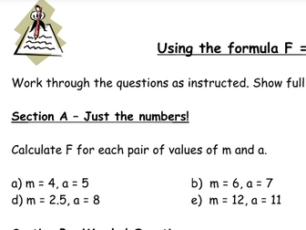 Using the formula FMA Force Mass Acceleration 2nd Law