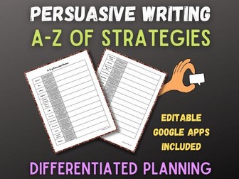 EDITABLE | A-Z of Persuasive Devices | Planning Strategies