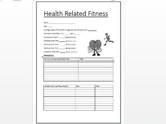 Health related fitness worksheet key stage 3 and 4