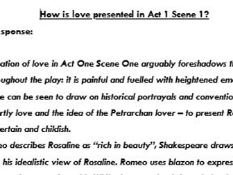 High-level response - How is love presented in Act 1 Scene 1 Romeo and Juliet?