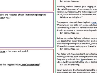 Exposure (Power & Conflict) Poetry Analysis Worksheet