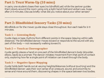Blindfold Choreography Lesson – KS3/4 Dance