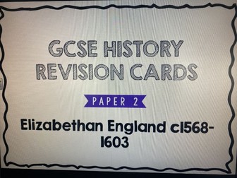 Elizabethan England revision cards