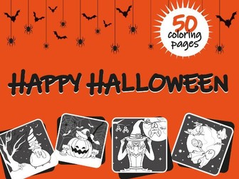 Cute Halloween Coloring Pages – 50 Square Pages