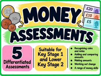 Money Assessment Pack | 5 Differentiated Levels A–E | KS1 & Lower KS2