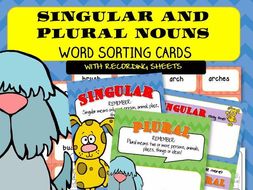 Singular and Plural Noun Sorting Cards with Recording Sheets