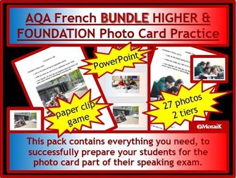 Photo Card French Speaking AQA GCSE BUNDLE