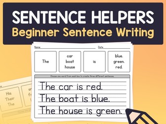 Beginner Sentence Writing & Vocabulary | Year 1, Year 2, Year 3 Writing Worksheets