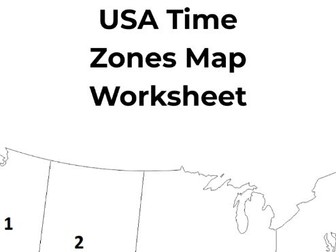 USA Time Zones Map Worksheet