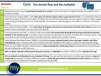 The circular flow of income and the multiplier quiz