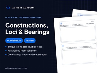Constructions, Loci & Bearings GCSE Maths Booklets | Foundation & Higher + Mark Schemes