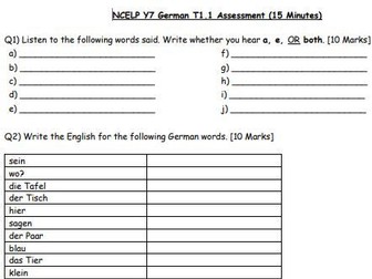 Year 7 German NCELP Assessments