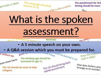 AQA Spoken Language Endorsement Ideas Lesson