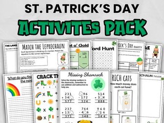 St. Patrick's Day Activity Pack for Grade 3-5