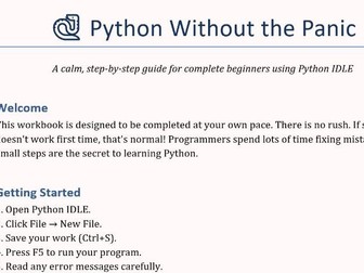 Python without the Panic - Summer workbook