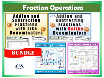 Fractions Bundle - Adding, Subtracting, Multiplying and Dividing Fractions